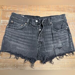 Levi's 501 Black Frayed Jean Shorts